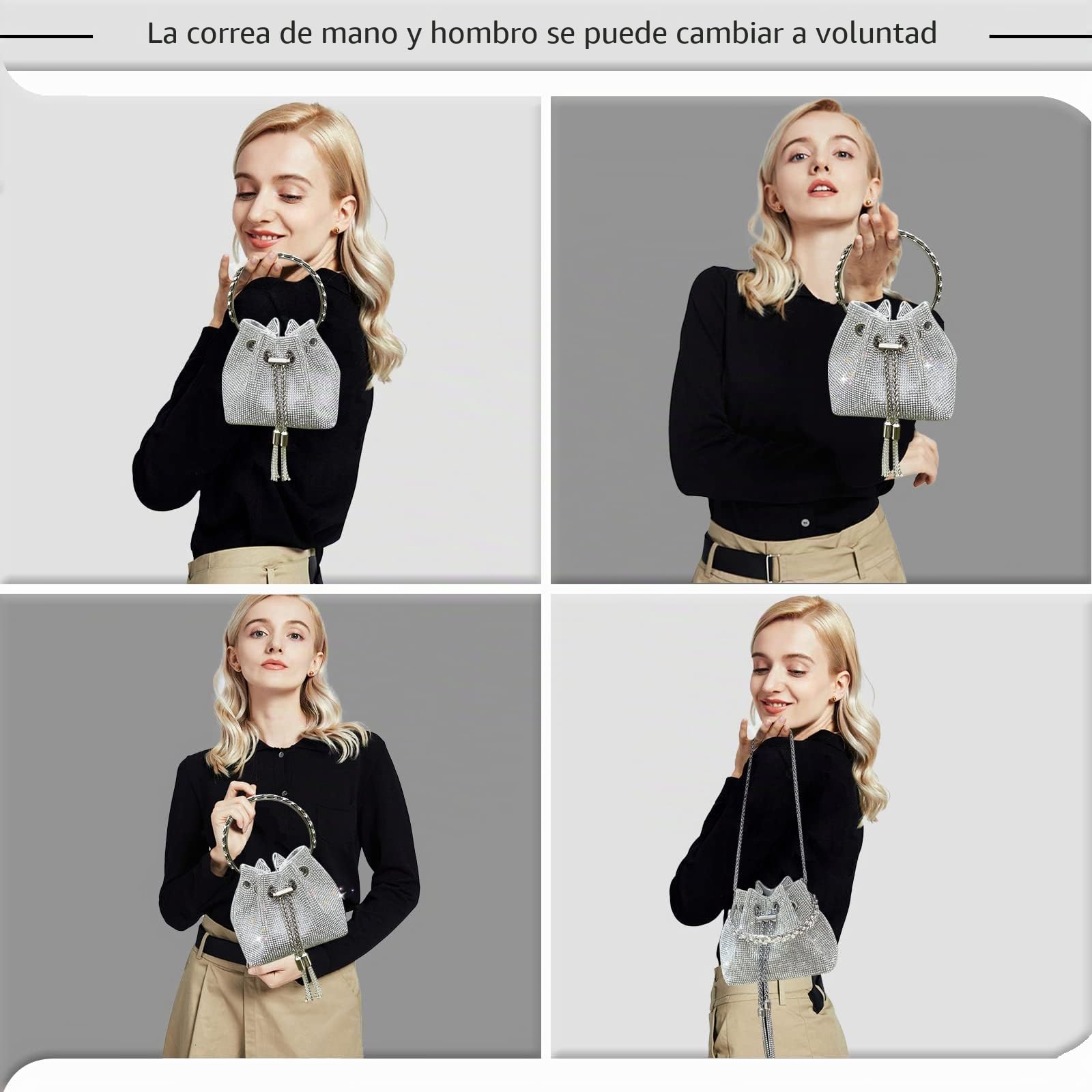 TOPALL Bolso Fiesta Mujer,Bolso de Fiesta Pequeña, Bolso de Mano Noche,Bolso de Mano para Mujer con Purpurina, Bolso Cruzado, Bolso de Novia para Boda, Evento, Citas, Cóctel