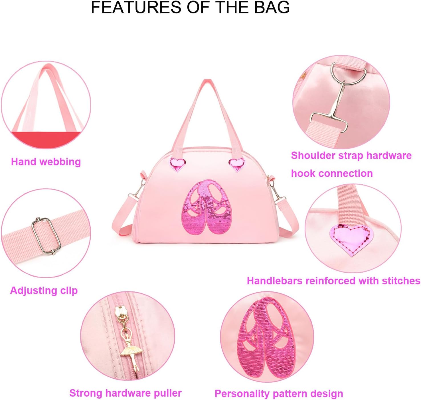Cute Ballet Dance Backpack Tutu Dress Dance Bag Gym Travel Duffle Bag for Girls Waterproof Small Duffle Bag Ballet Bags. - Image 4