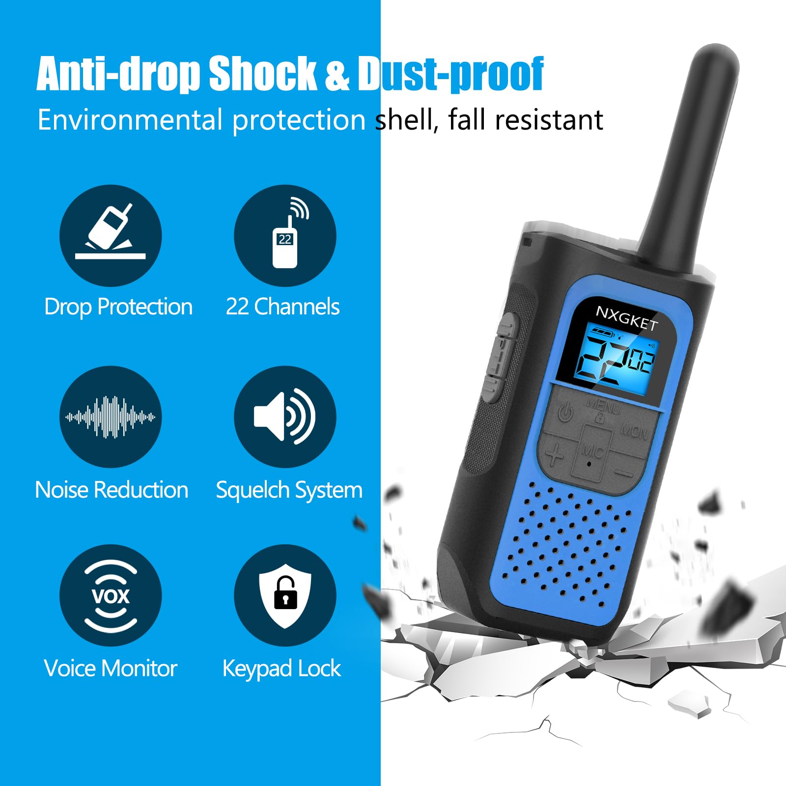 NXGKET Walkie Talkies for Kids Adults, Rechargeable Long Range