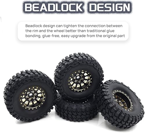 Miniatura 6 de 1.0 Plus Latón Beadlock Ruedas RC Juego de llantas de 1.48 ozpcs 6 radios llantas para TRX4M Axial SCX24 FMS FCX24 118 124 RC Crawler Accesorios de