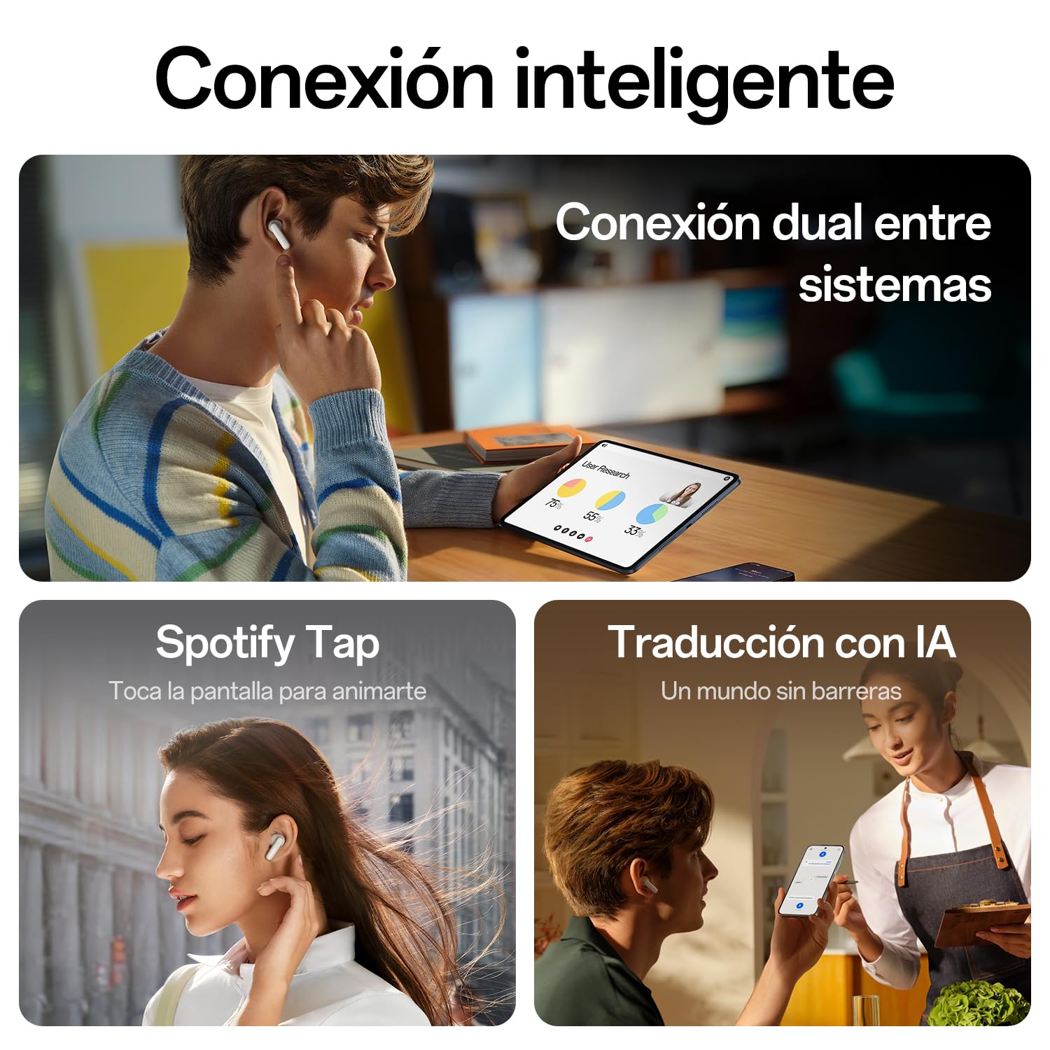 OPPO Enco Air5 Pro Auriculares Bluetooth 6.0, 55dB ANC, Pearl White