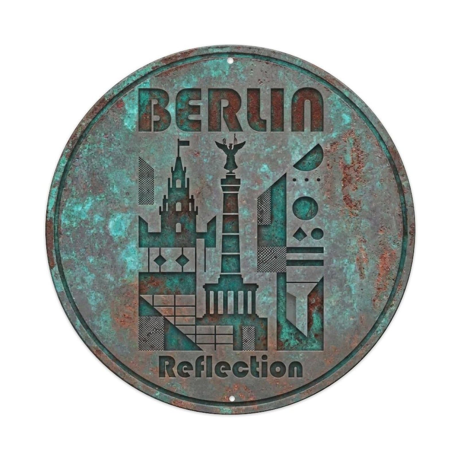 Yrnq 8X8inch Vintage Style Vintage Travel Berlin Germany Reminiscence Metal Tin Sign