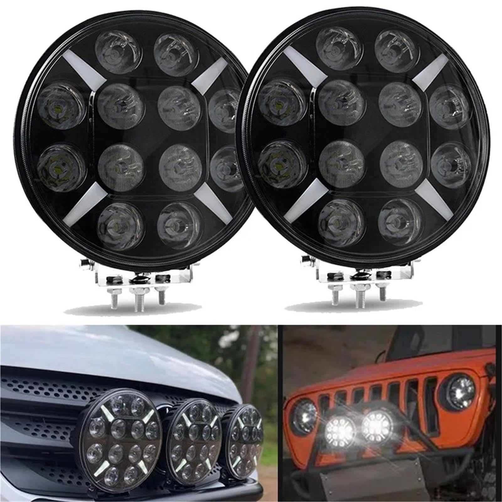 Auto Conjuntos faros 1 Luz LED Redonda Todoterreno De 9 Pulgadas Para Conducción Camiones Foco Trabajo Faro Delantero Con Intermitente