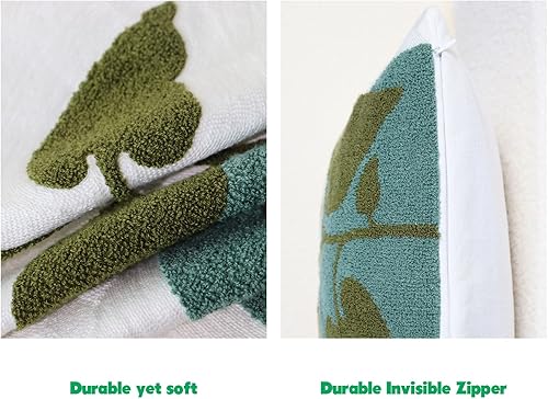 Miniatura 4 de JIABOLANG Juego de 2 fundas de almohada abstractas bohemias de 18 x 18 pulgadas para sofá, sala de estar, funda de cojín geométrica floral tejida,