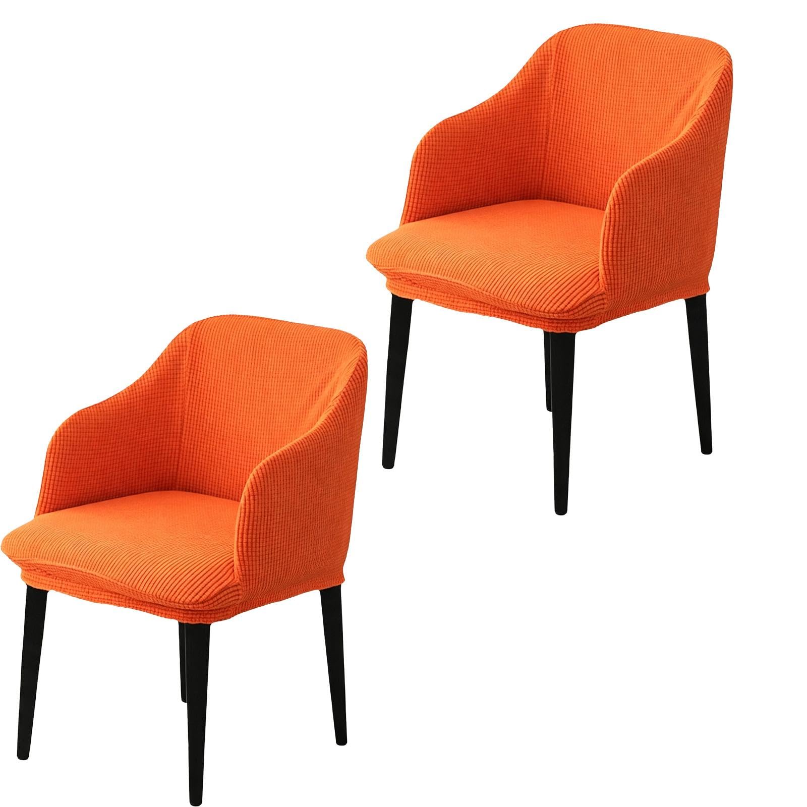 Juego de fundas para silla elásticas extraíbles con reposabrazos, naranja-2 unidades