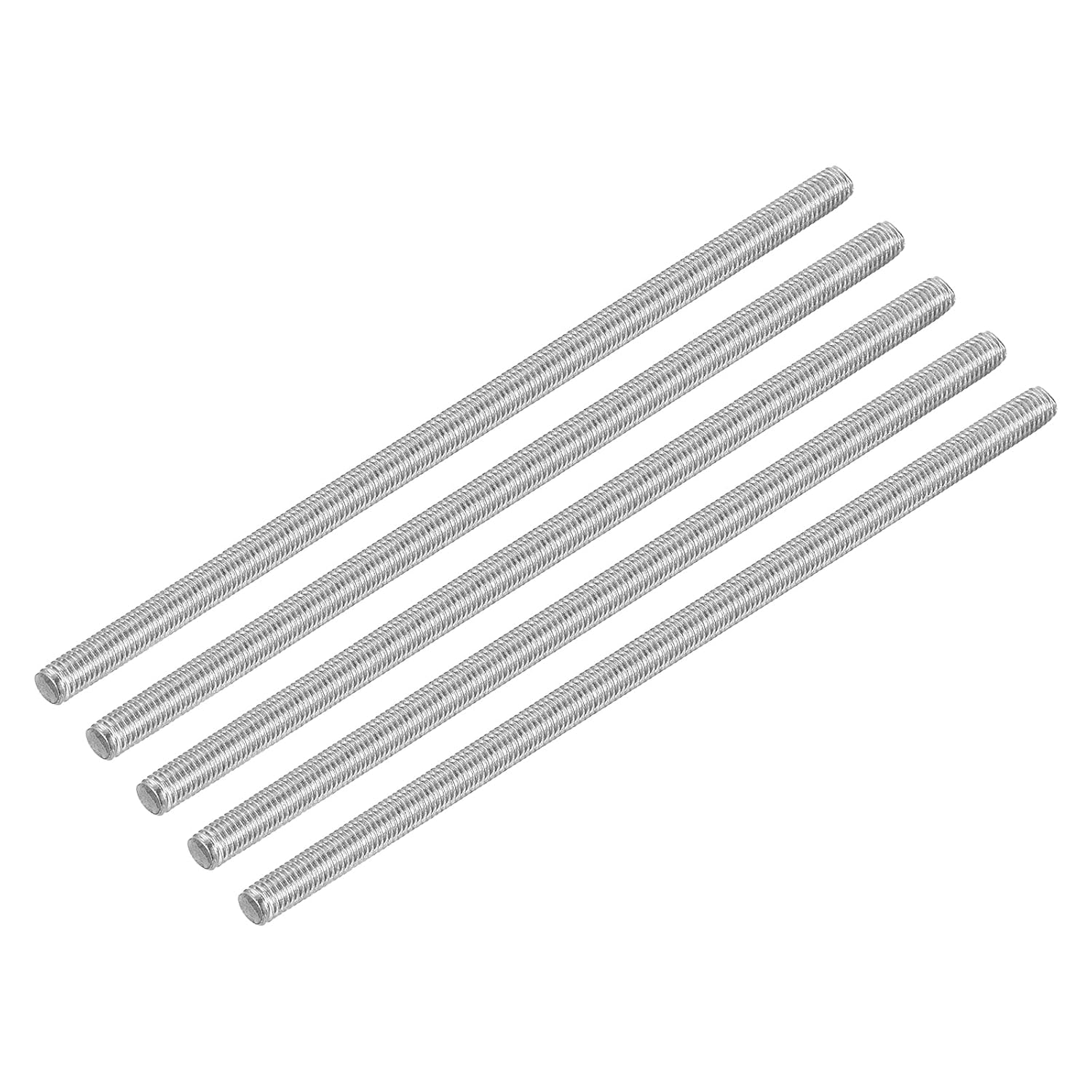uxcell 15Pcs M6 x 250mm Fully Threaded Rod 304 Stainless Steel Right Hand Threads Bar Studs for Anchors Bolts, Clamps, Hangers and U-Bolts, 1 Thread Pitch