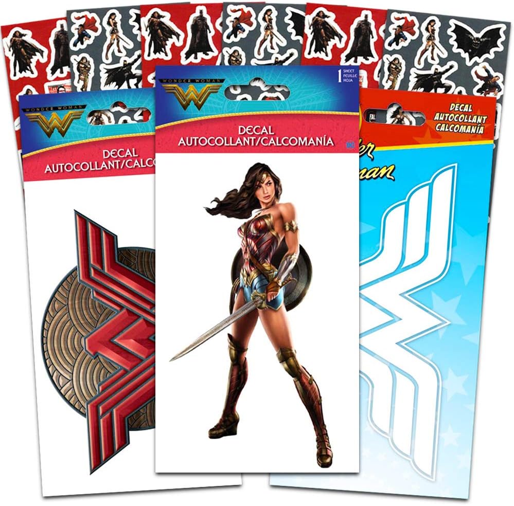 DC Comics Wonder Woman Decals Sticker Set for Boys, Girls- Bundle with 4 Large Wonder Woman Decal Stickers for Car, Laptop, Walls, Room Decor (Wonder Woman Merchandise)
