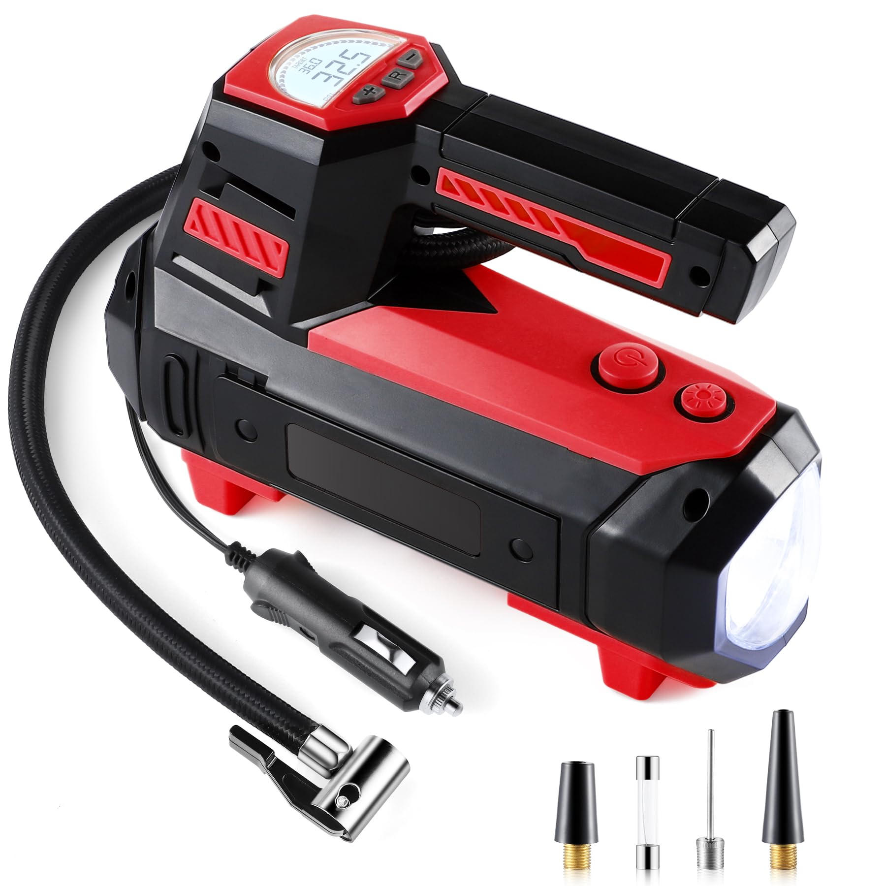 LivTeeTire Inflator Portable Air Compressor for Car Tires - Car Accessories, 12V DC Air Pump with Digital Tire Pressure Gauge, Max 150PSI with Emergency LED Lights for Car, Camper, RV, Truck