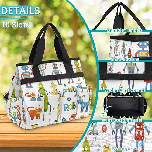 Miniatura 5 de Cute Robots Garden Tool Tote Bag for Women Men Gardening Tool Storage Bags with 10 Pockets Standable Garden Home Tool Kits Organizer for Indoor