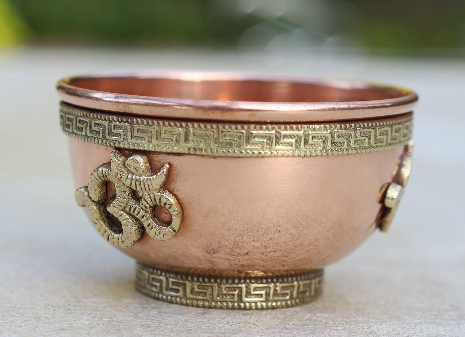 DharrmaObjects Copper Offering Bowl Incense Burner Holder (3 Inches, Om)