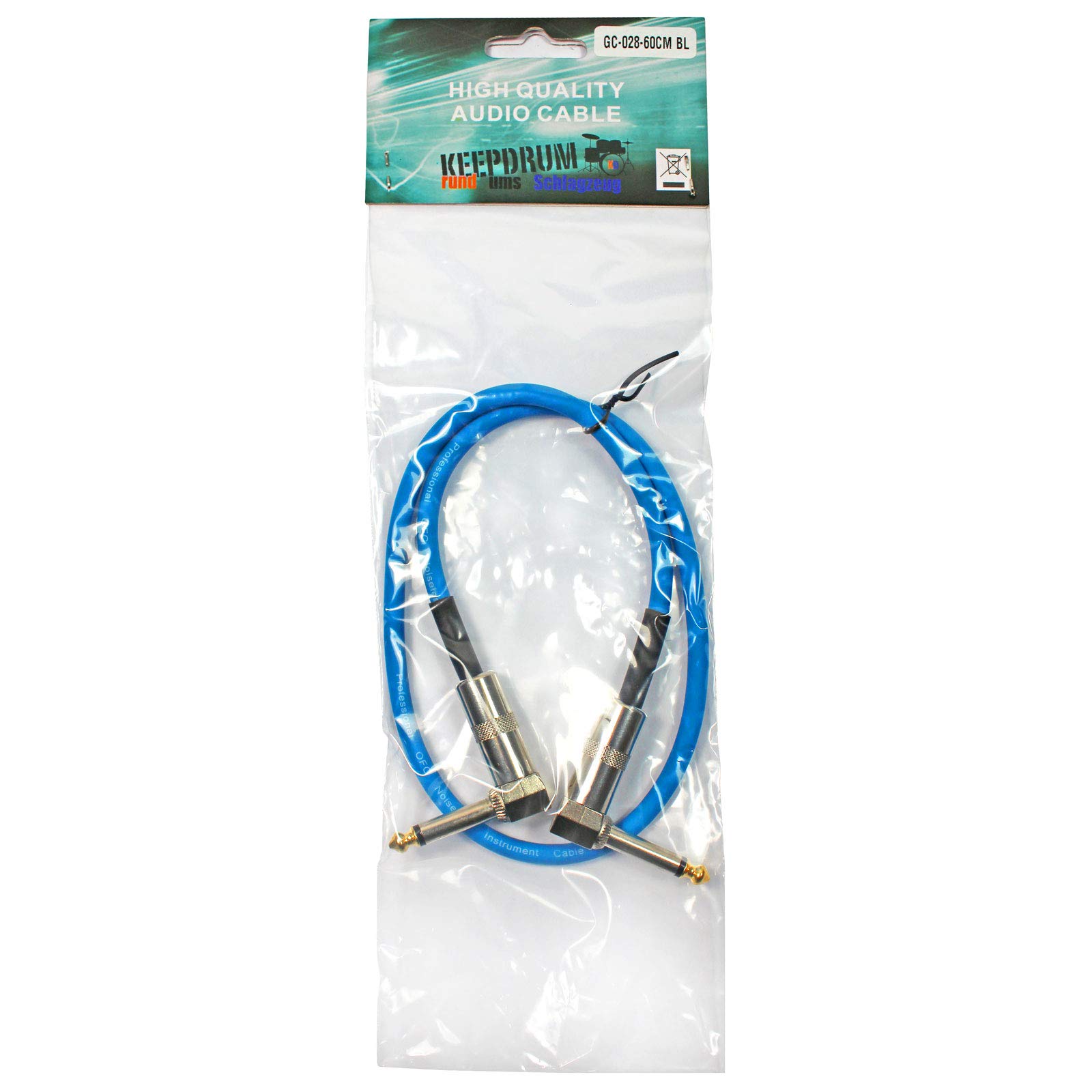 Prise Jack Guitare Câble Patch Keepdrum GC028 - Jack 6.3mm Coudé 60cm - Qualité Pro Cable Jack Guitare électrique