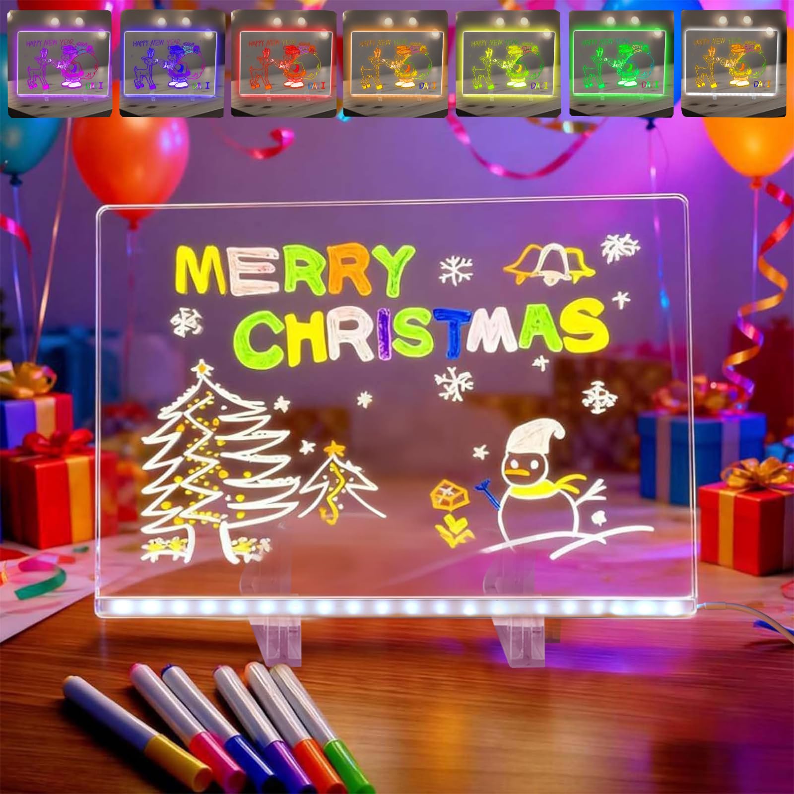 Lumiboard LED Drawing Board, 2026 New LED Note Board with Colors, 13.7"X10" 4 Modes &7 Colors Acrylic Dry Erase Boards with Light, Creative Rewritable Acrylic LED Message Board for Office School Home