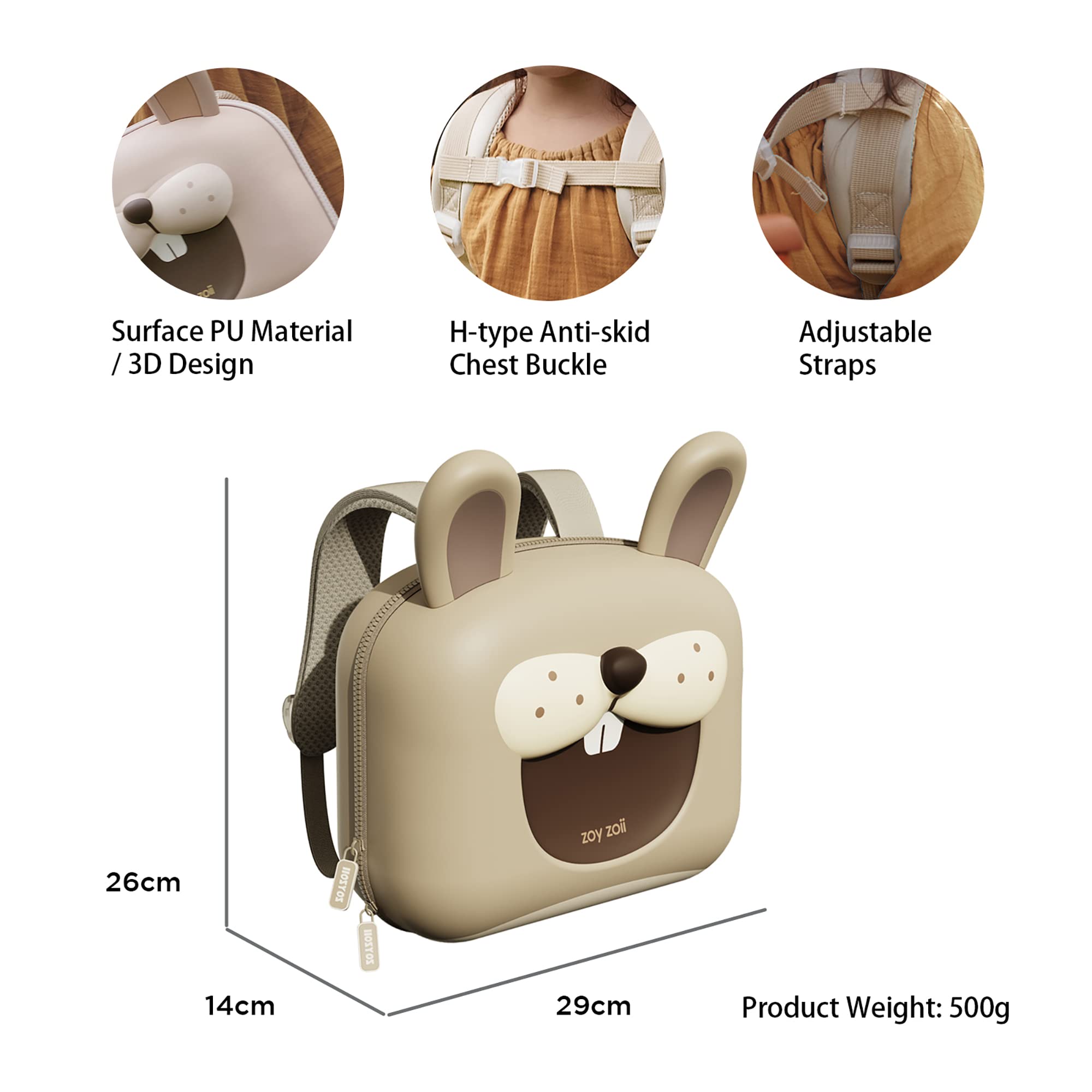 Zoyzoii Zaino per Bambini - Zaino Asilo Bambino Animale Scuola Borsa Zainetto Bambina da 2 a 8 Anni Idee Regalo per Ragazza e Ragazzo per Compleanno,Nuovo Semestre,Viaggi