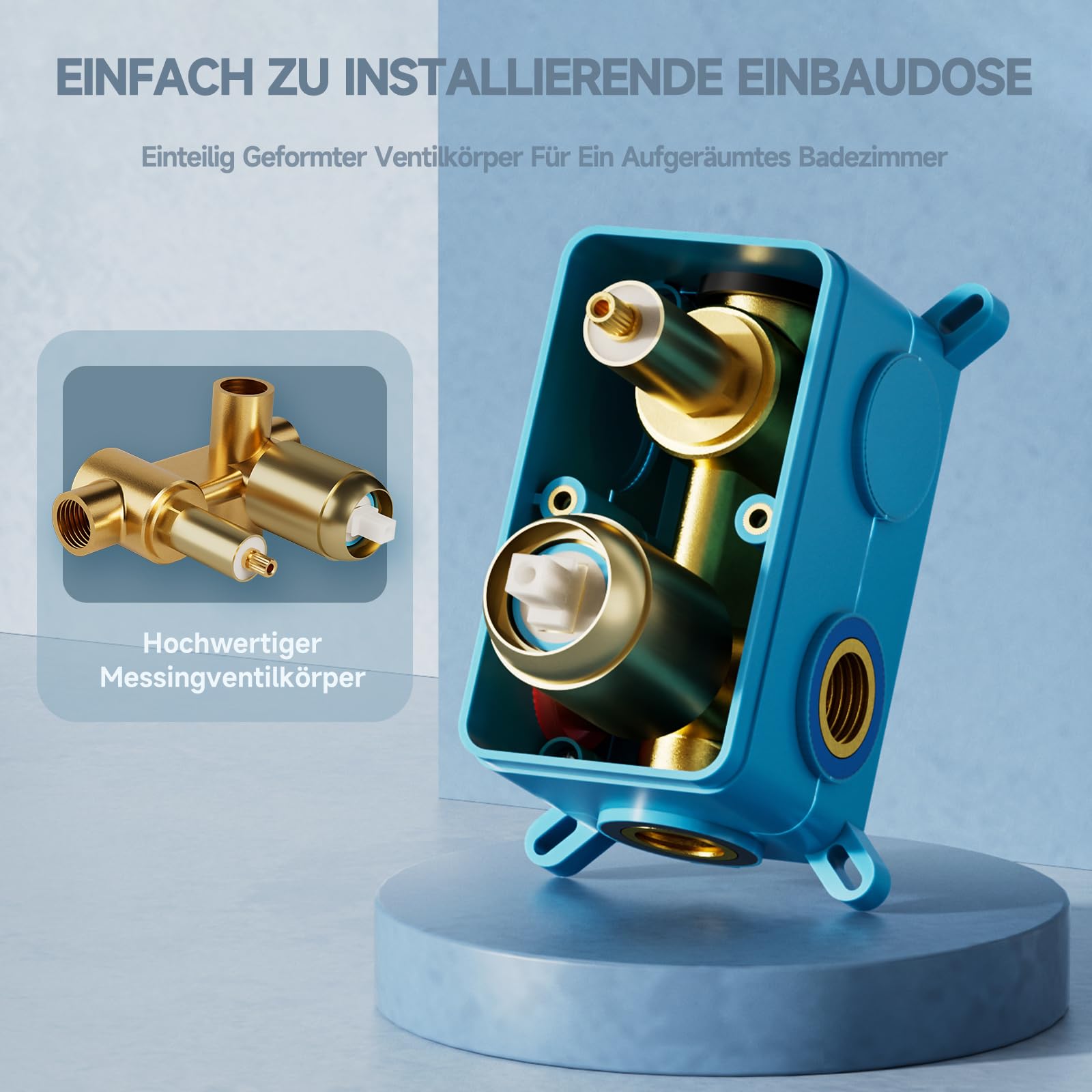 Duschsystem, Unterputz-Regendusche Gold gebürstet, Armaturen-Set