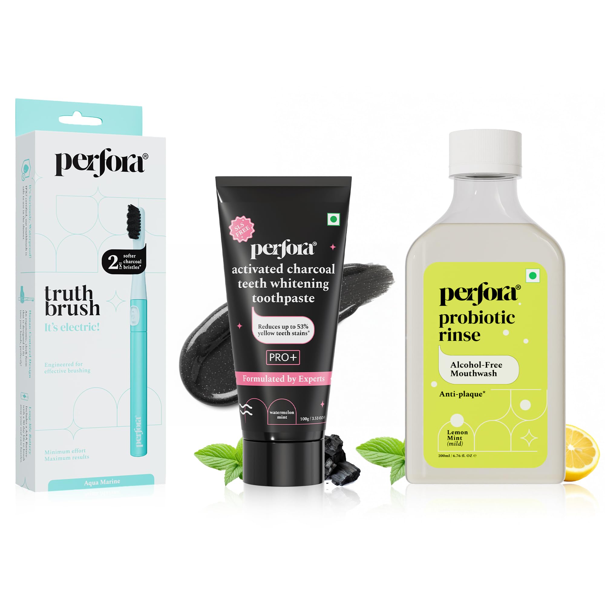 Perfora Teeth Whitening Oral Care Combo With Electric Toothbrush For Men And Women| Surface Stain Removal | Instant Brightening | Complete Whitening Routine - Pack of 3-picture-28