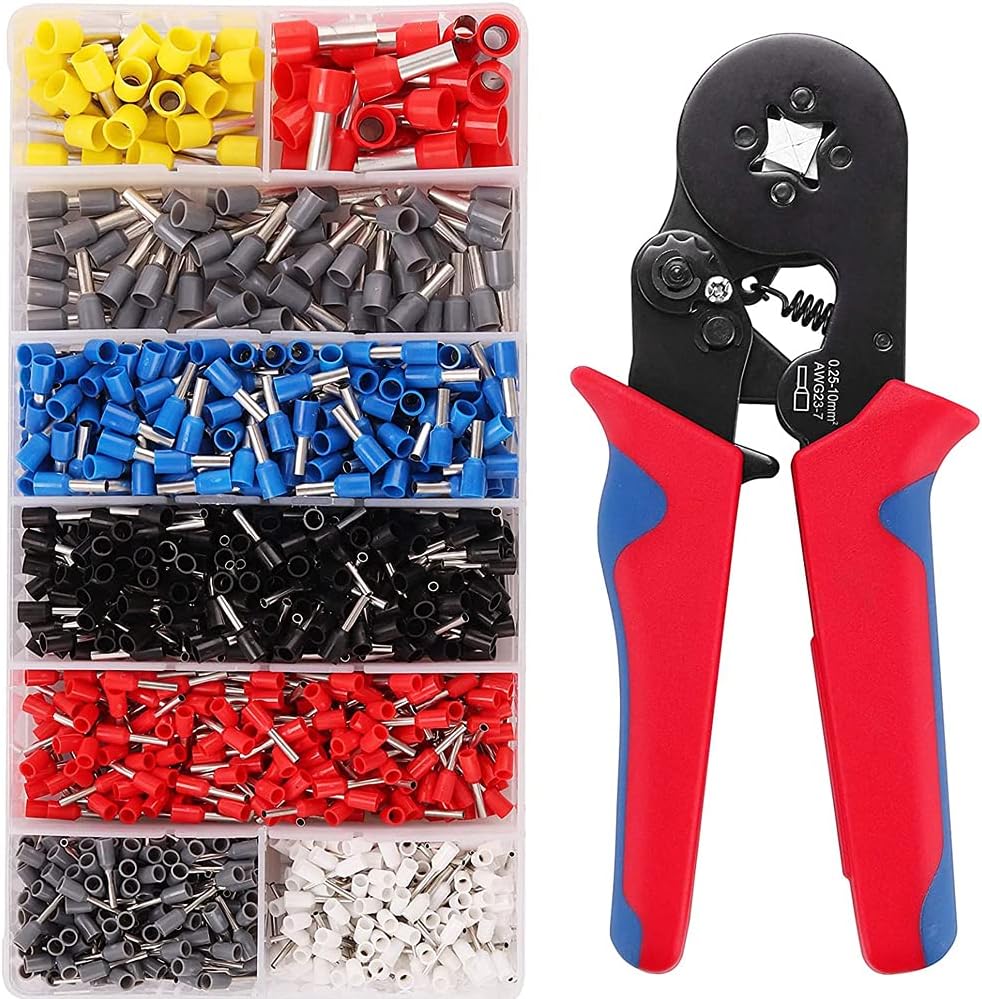 KEZERS Ferrule Crimping Tool Kit,AWG237 with 1200pcs SelfAdjustable Ratchet Crimping Pliers