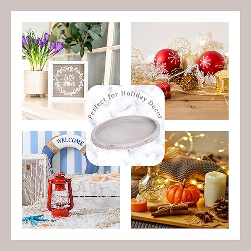 Miniatura 8 de Bandeja ovalada de madera, bandejas decorativas para decoración del hogar, mesa de café, cocina, comedor, bandeja pequeña con cuentas de madera para