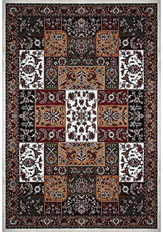 Image of Kashmiri Traditional Design Wool & Wool Blend Carpet with 12 MM Pile Height 5x7 Feet Ivory Colour