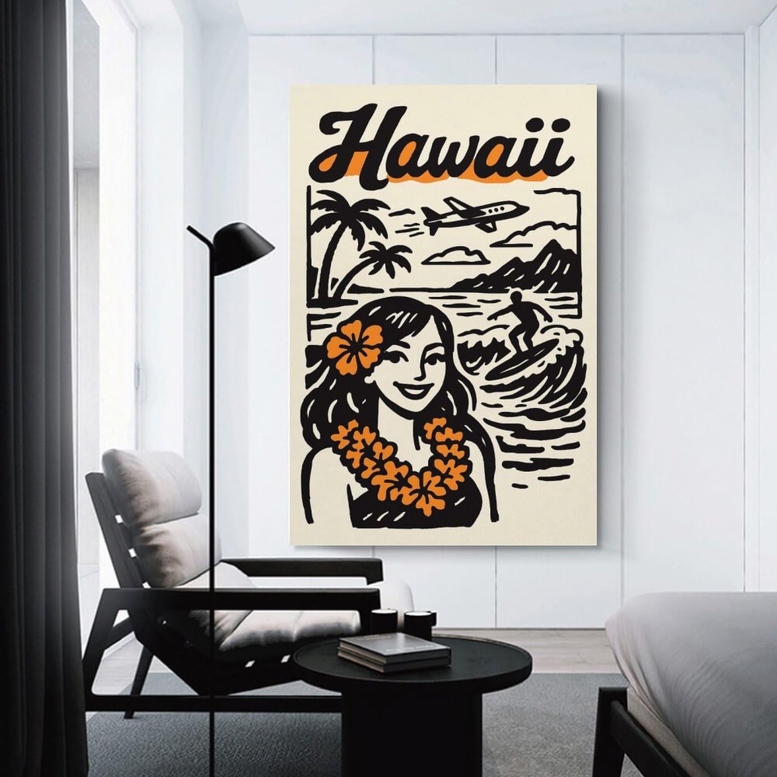 Junmoney Canvas Wall Decor Hawaii Surf Travel, 24x36inch(60x90cm), for Gallery Wall Layouts in Home Or Office, Home Wall Art for Statement Displays