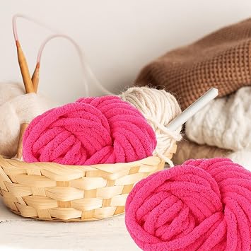 Chenille Velvet Yarn for Knitting, Crocheting & Arm Knitting | Chunky Wool for Blankets, Clothes, Bags & Scarves