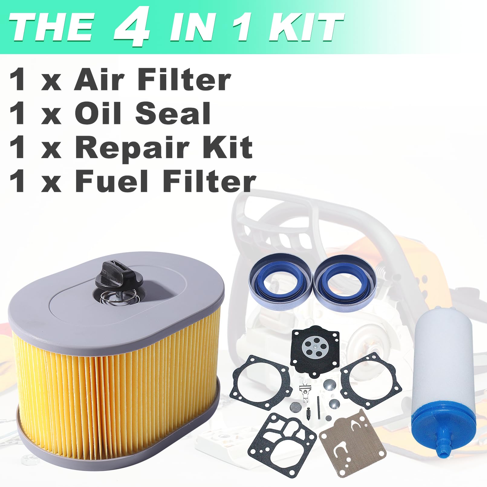 Adefol Filtro de aire Kit para Husqvarna PARTNER K970, K1260 Motosierra, Filtro de aire avce Junta de aceite, Kit de reparación, Filtro de aceite, Reemplazo 510244103