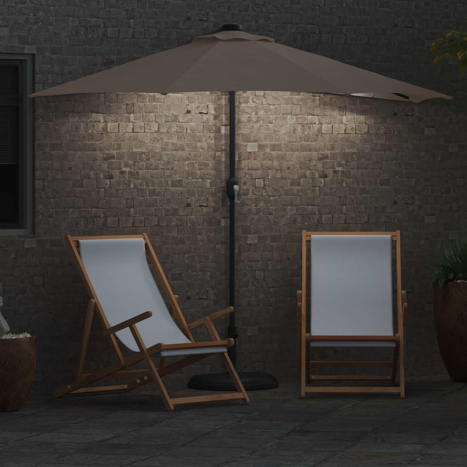 Parasol ogrodowy, parasol przeciwsłoneczny, baldachim do ogrodu, na zewnątrz, na patio, w kolorze taupe, 294 x 150 x 224 cm, poliester i stal