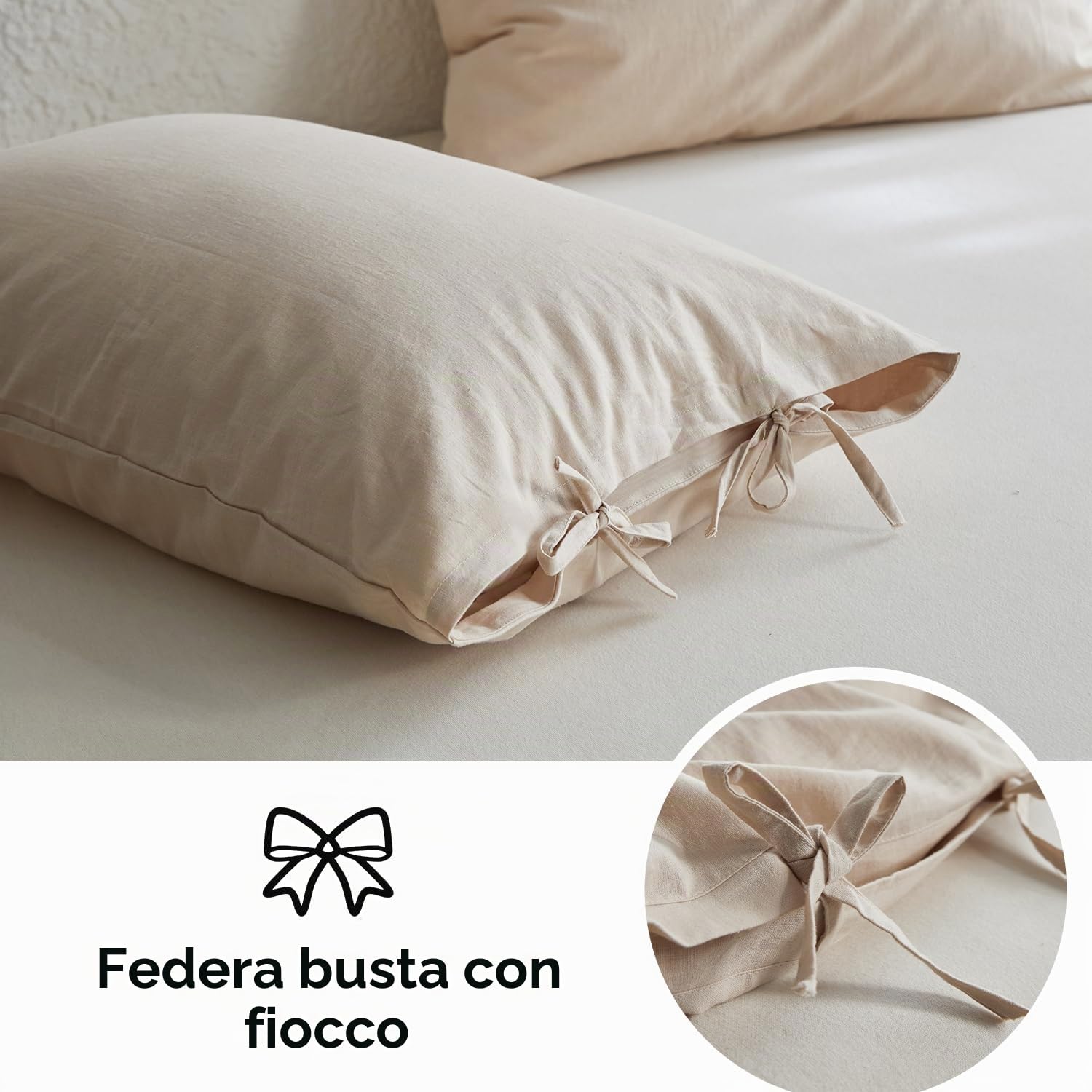 Simple&Opulence Set di Coperta per Matrimonio, Coperta di Lusso in Lino e Cotone, Eleganza con Bordo, Qualità da Hotel di Lusso, Perfetto per Ragazze o Persone Romantiche (Beige, 230x220 cm)