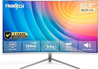 FRONTECH Ultima Series 32 Inch (80.01 cm) with 1920x1080 Pixels Curved LED Monitor Full HD, Refresh Rate 100 Hz, VA Panel, Ultra Slim, Bezel Less Design, 16.7M Colors, HDMI & VGA Ports (MON-0081)