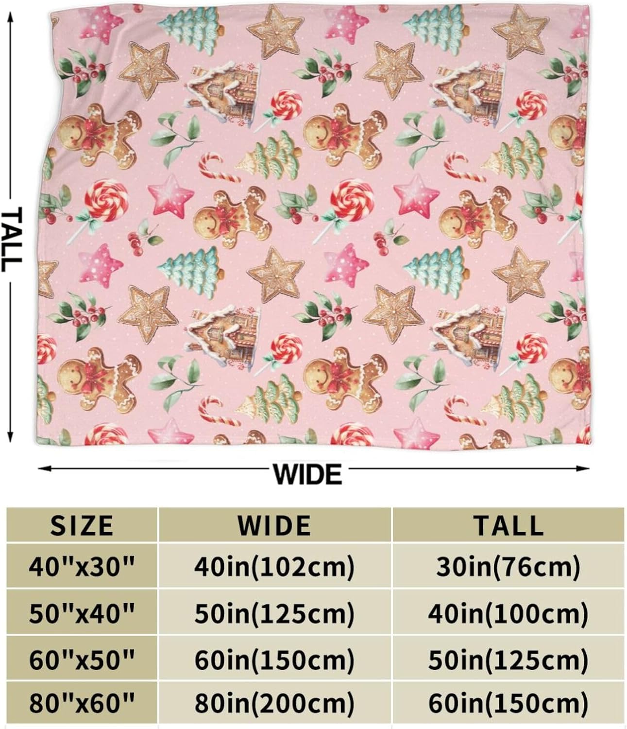Christmas Gingerbread Throw Blanket Soft Cozy Warm Blanket Women Men 60"X50" Throw for Couch Bedroom Home Decor - Image 3