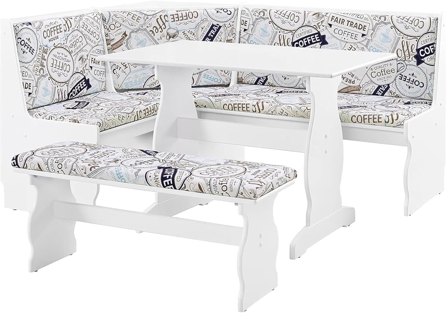 Amazon.com - HomeStock Antique Coffee Nook 66.25x50.25x34.5 in - Modern Traditional White Finish ...