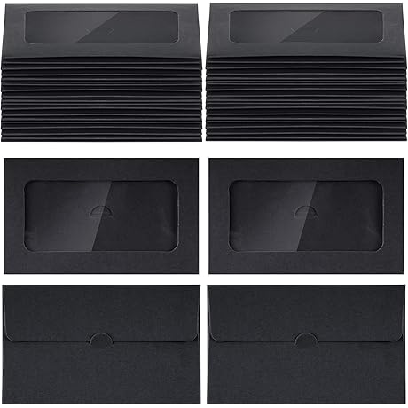 100 Pcs Black Gift Card Envelopes with Window