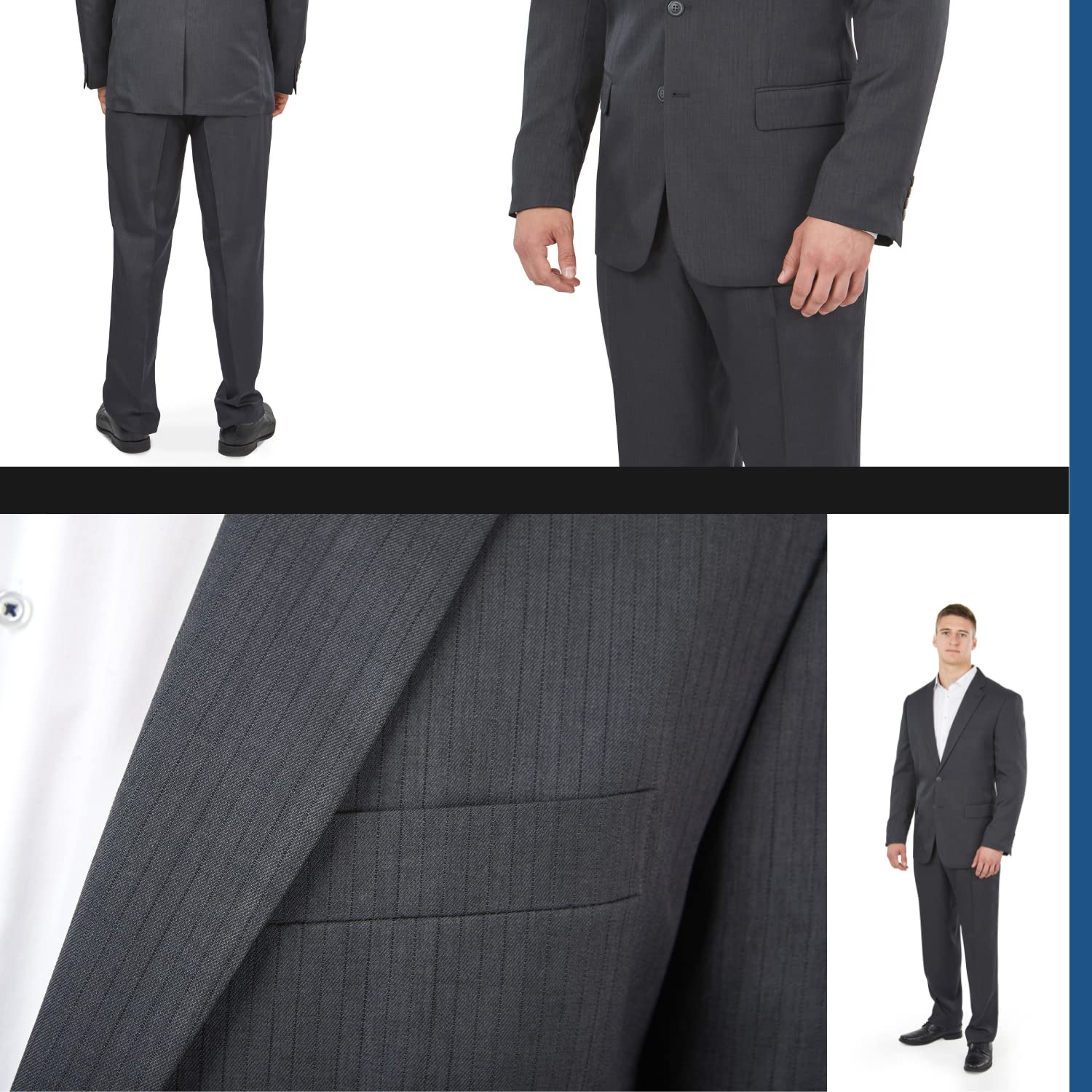 Mill&Tailor Herren Anzug in Dunkelgrau mit Streifen I Modern & sportlich I Sakko & Anzughose I 2-teiliger Anzug für Männer I Übergrößen gerechte Passform I Jackett & Hose für Herren