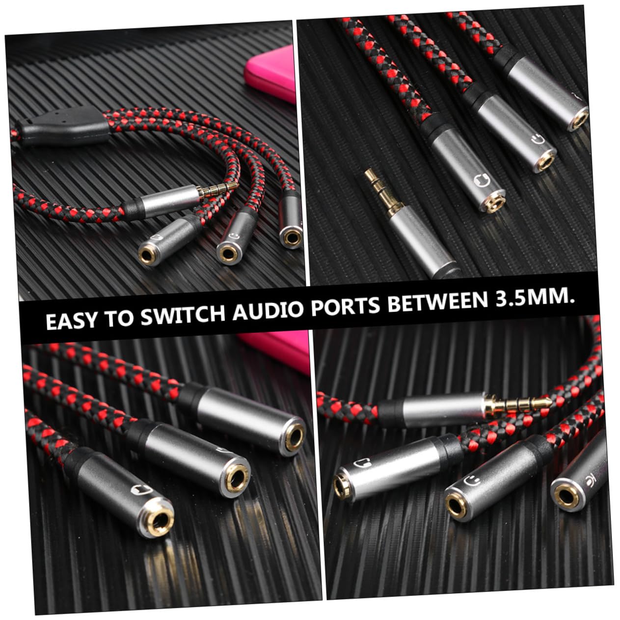 3pezzi Splitter Audio y Per Cuffie Adattatore Jack Mic e Uscite Stereo Estensione Per Smartphone Tablet e Sonora e Portabilità