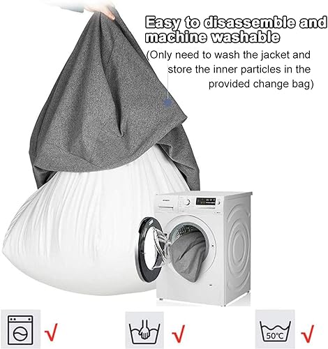 Miniatura 5 de Puf para adultos, puf para almacenamiento de animales de peluche, con cómoda almohada y reposapiés, para organizar juguetes de peluche o textiles,