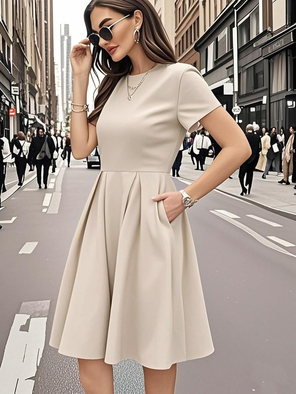 oxiuly Summer Dresses for Women 2024 Party Church Bridesmaid Graduation Dress with Pockets S253