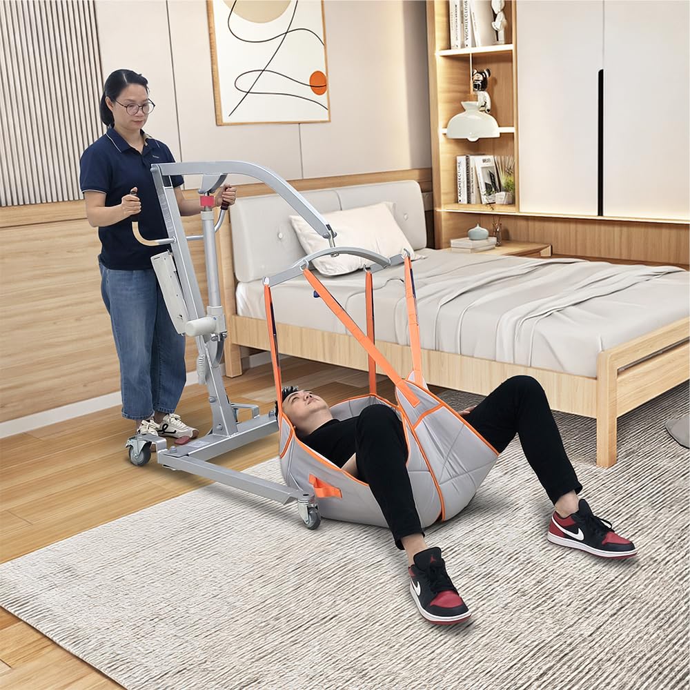 BUYHAO Patient Lift for Home use, Patient Lift Transfer Chair with Full Body Sling, Rechargeable Lift Elderly from Floor, 400lbs Weight Capacity,
