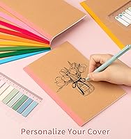 Vista 5 de 60 Pack Lined Notebook Journals Bulk, A5 College Ruled Composition Notebook, 8.3”x 5.5”, Kraft Cover with Rainbow Spines, 15 Colors 60 Pages for