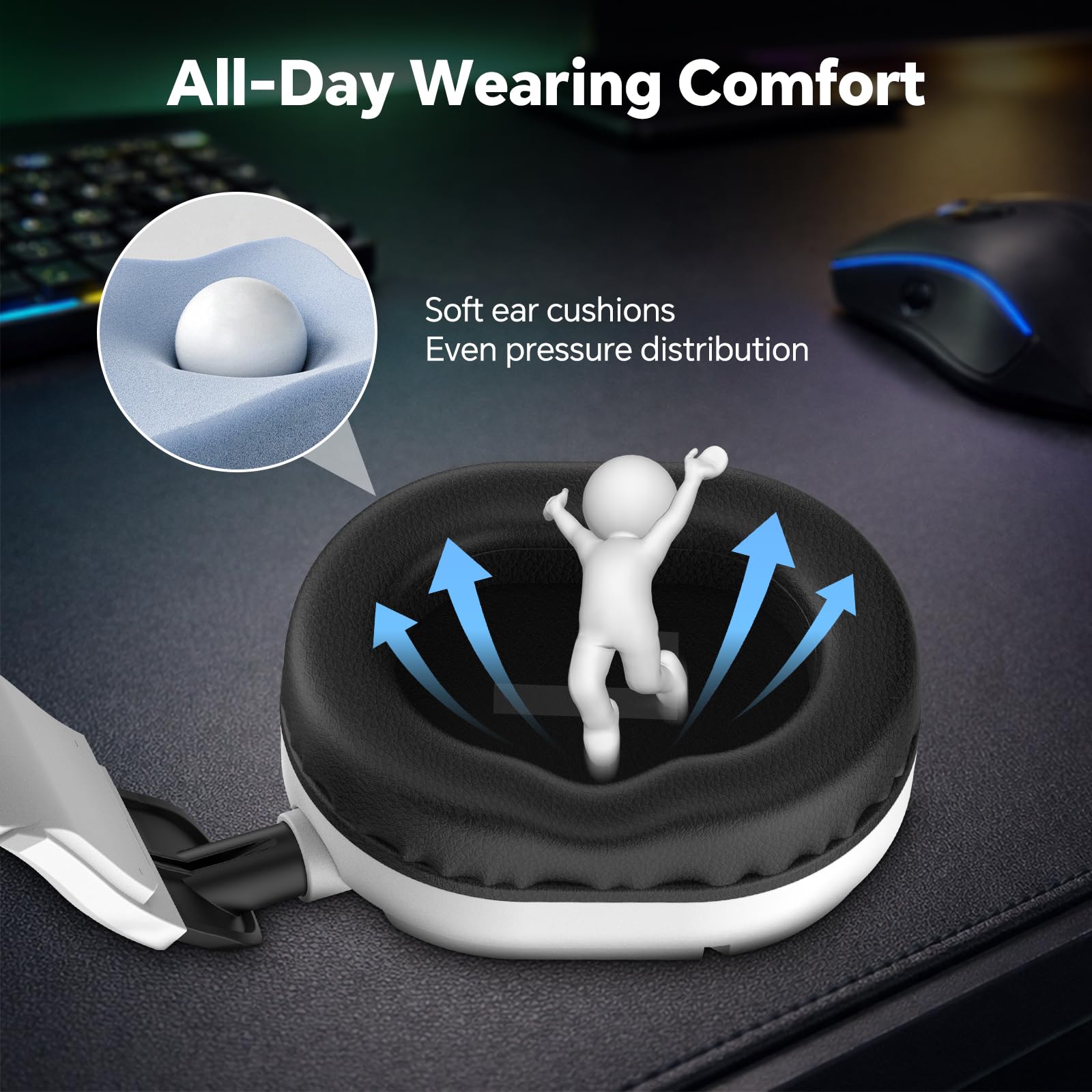 Cuffie Gaming Cablate Stereo Bass Deep - Microfono Flip-to-Mute, Cuscinetti Auricolari in Memory Foam, Cuffie Over-Ear LED RGB, Controllo Volume, Jack 3.5mm+USB, per PS4 PS5 Xbox One PC Switch Laptop