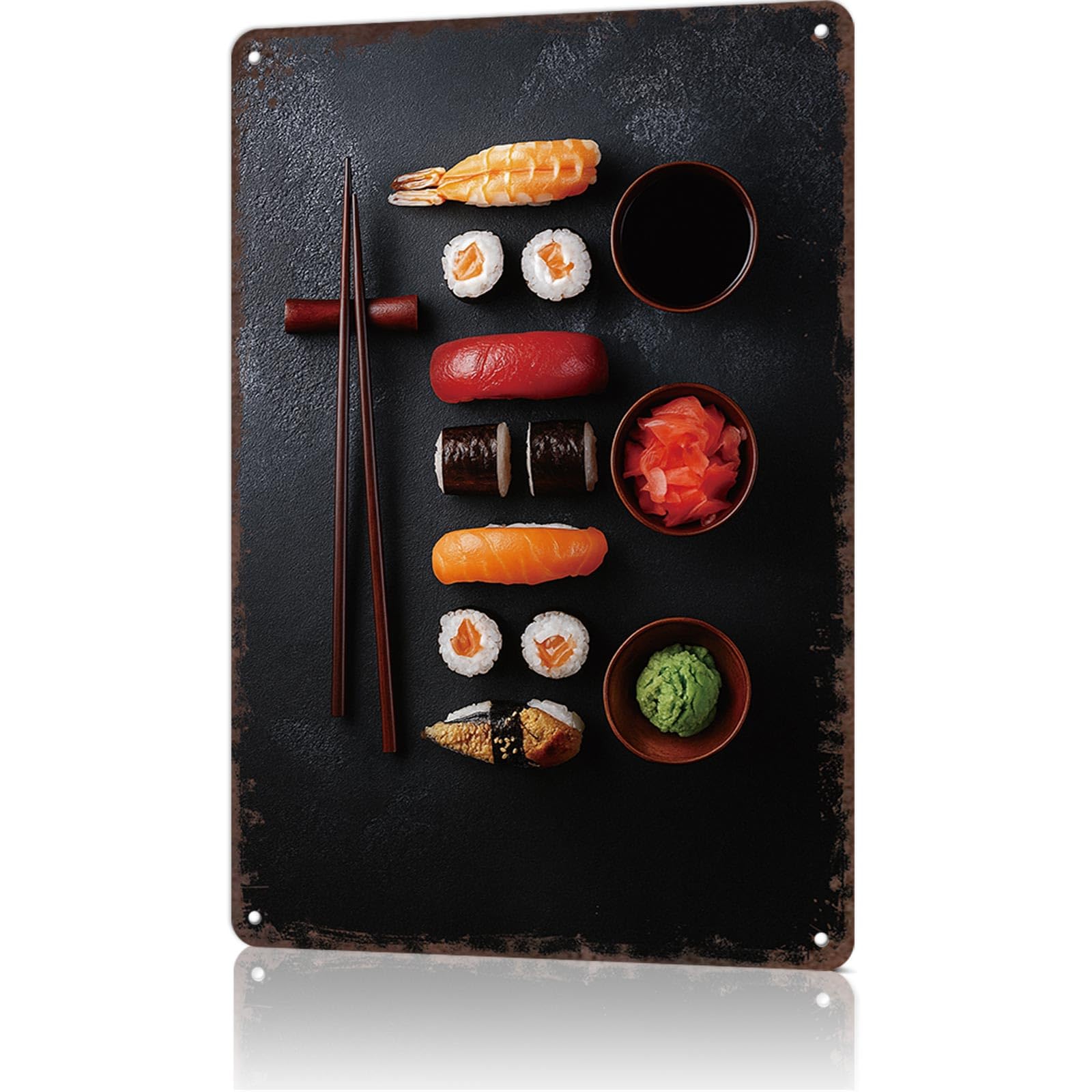 KWQDOZF Vintage Metal Tin Sign Sushi Posters Wall Art for Dorm Home Office Room Decor 8X12inch
