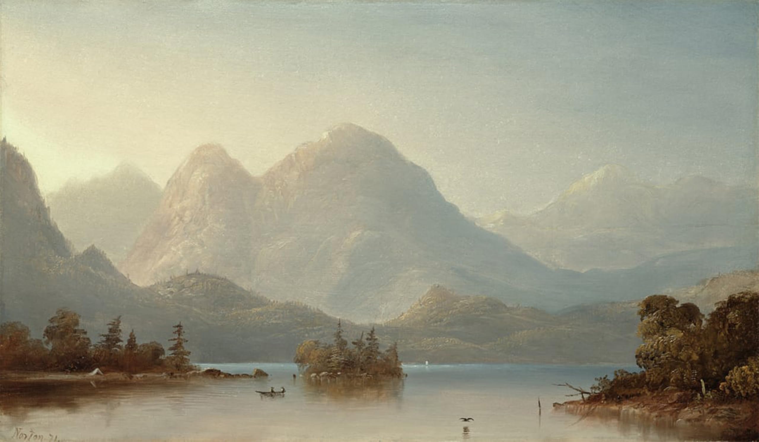 POSTERIIk Vintage Classic Picture Landscape Artwork a View on the River Oregon by Famous Painter Portrait Canvas Painting for Office Home Decor 60x90cm