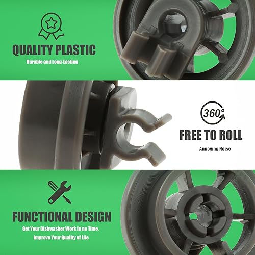 Miniatura 3 de Paquete de 4 ruedas inferiores para lavavajillas 4581DD3003B, reemplazo de rodillo inferior para LG, reemplazo 4581DD3003C, 4581DD9002B, 1372292,