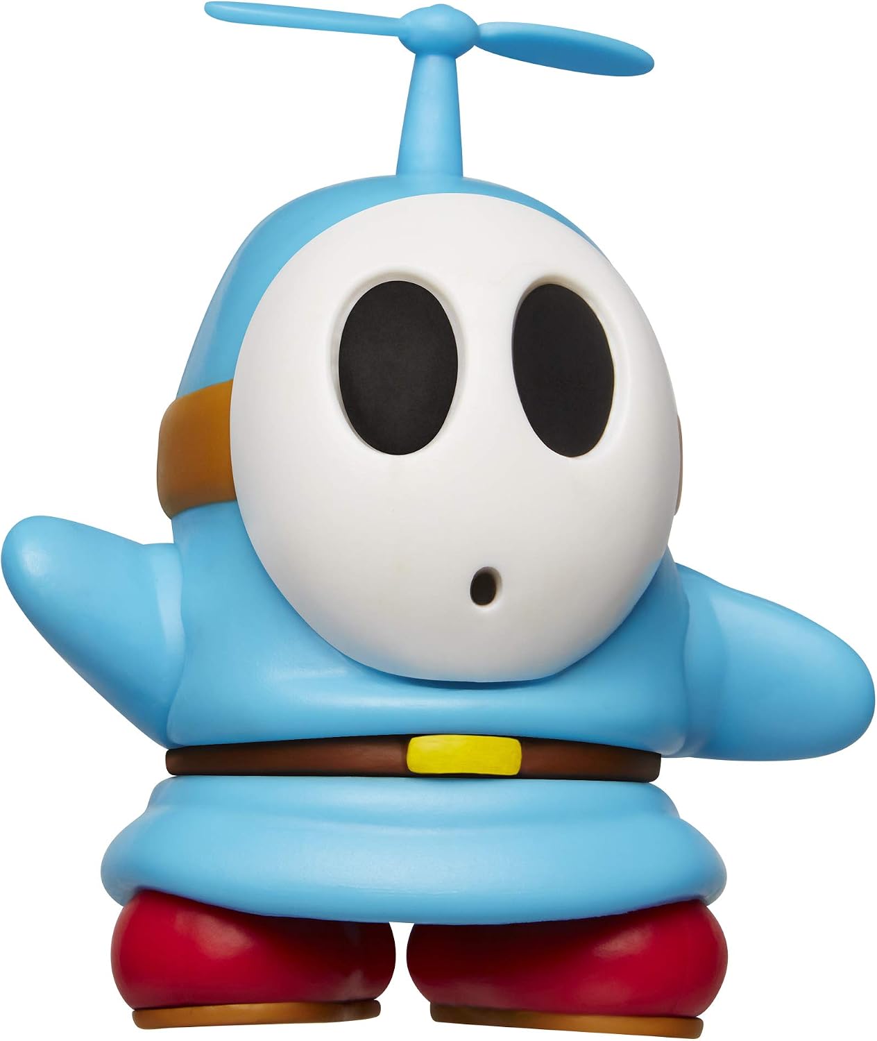 Super Mario Nintendo Collectible Blue Shy Guy 4" Poseable Articulated Action Figure with Propeller Accessory, Perfect for Kids & Collectors Alike! for Ages 3+