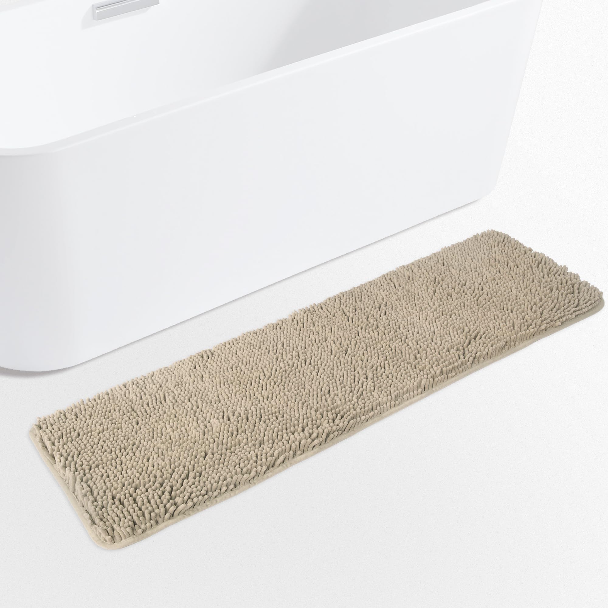 Yeaban Light Gray 47 x 17 Bathroom Rug – Thick Chenille Bath Mats | Absorbent and Washable Bath Rug Non-Slip, Plush and Soft Rugs for Bathroom Floor, Shower, Sink — image 1