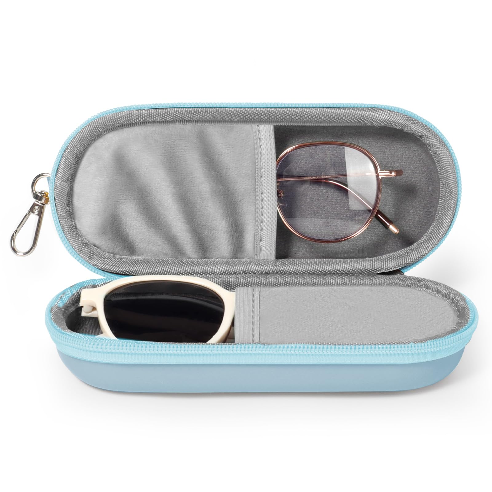 Double Eyeglasses Case, Dual Glasses Sunglasses Organizer with Zipper Closure, Eyewear Storage Box for Men Women Travel