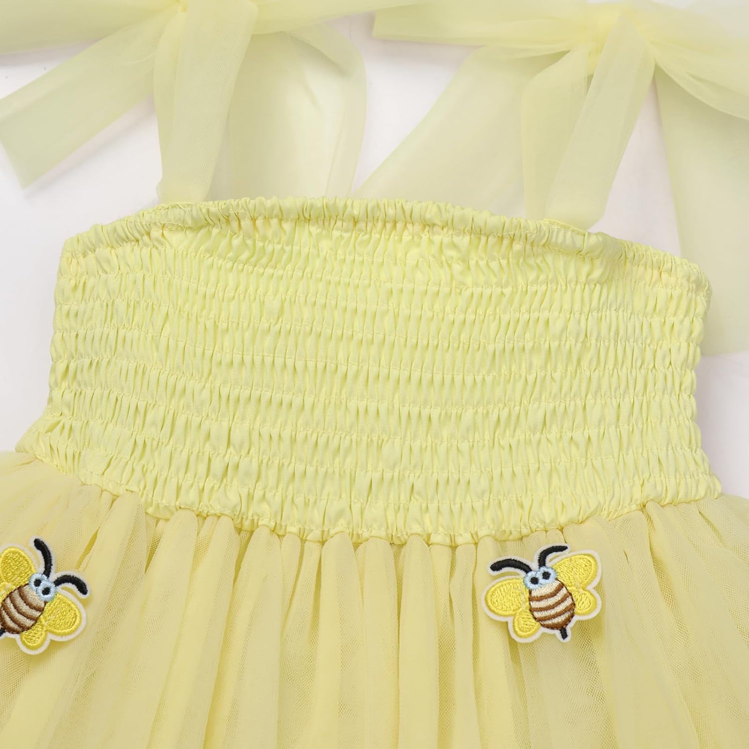 OBEEII Toddler Girls Summer Tulle Tutu Dress Bee/Strawberry/Butterfly Birthday Party Smocked Cute Ruffle Tiered Dress - Image 5