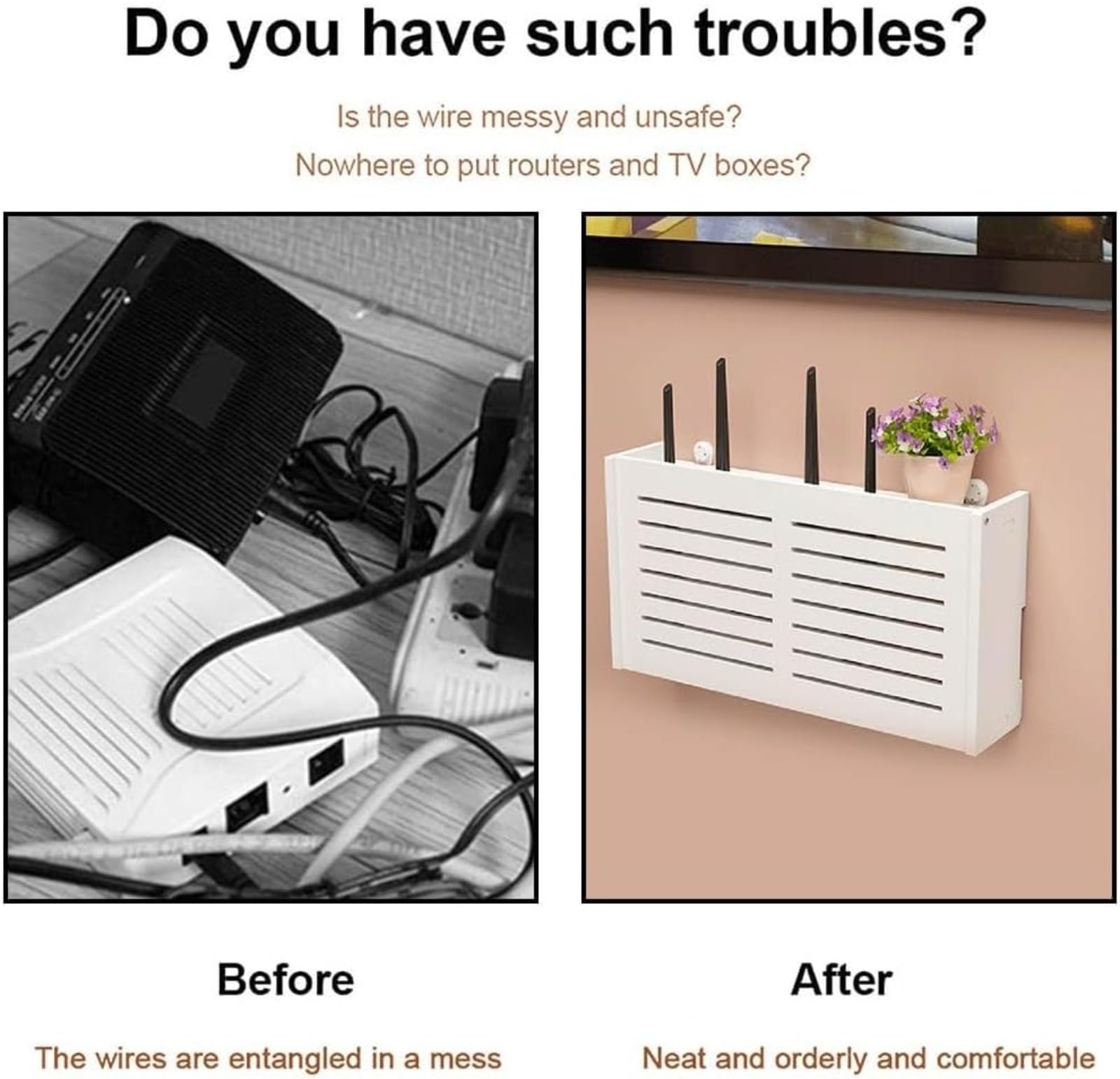 1 caja de almacenamiento para enrutador, organizador de almacenamiento versátil para enrutador inalámbrico,estante inalámbrico para sala de estar,caja de almacenamiento WiFi montada en la pared, decor