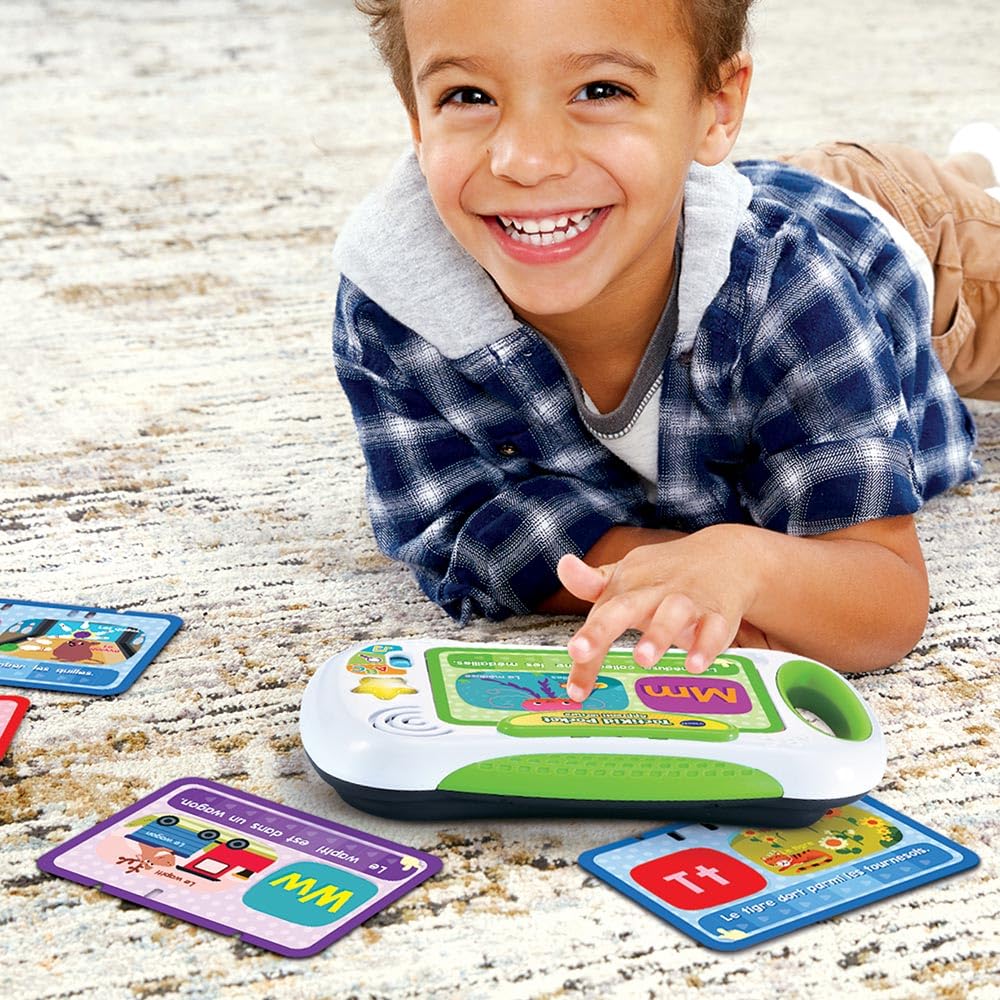 VTech - TactiKid Pocket Apprenti Lecture, Tablette Tactile sans Écran, Jouet Interactif pour Apprendre à Lire, 14 Fiches d'Activités, Cadeau Enfant de 4 Ans à 7 Ans - Contenu en Français