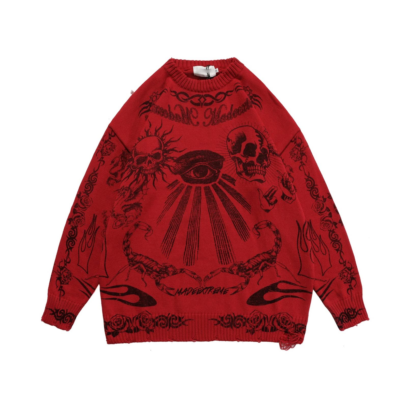 IVYILA Sweaters for Men Harajuku Winter Clothes Men Women Hoodie Autumn Sweaters Long Sleeve Top Hip Hop Head Scorpion Rose Printing (Color : OneColor, Size : XL(Asian Size))