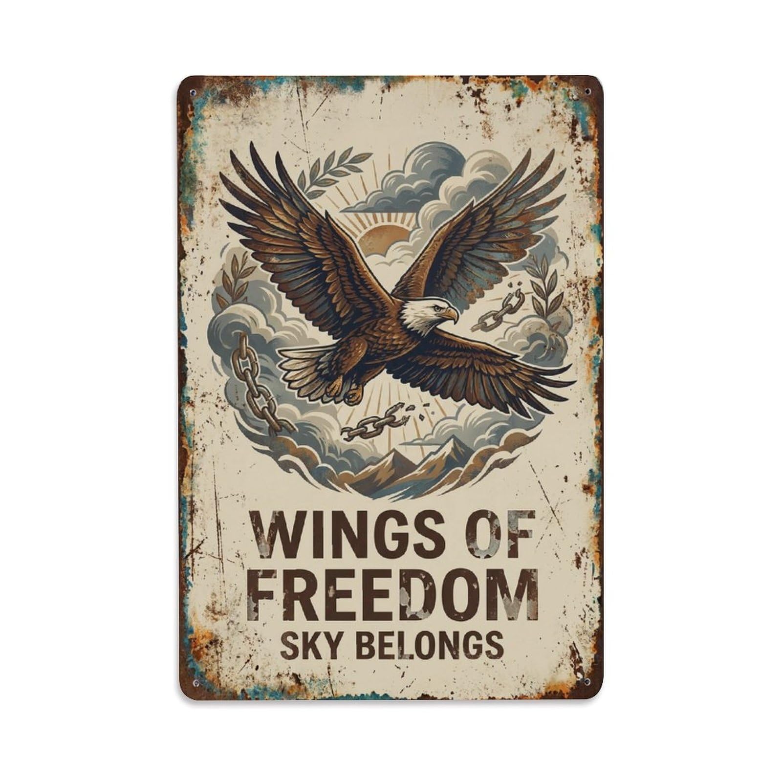 Wings Freedom Sky Belongs Eagle Metal Tin Sign