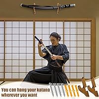 Vista 6 de Chunful - 2 piezas de soporte de pared para espada, soporte de katana, soporte de 1 nivel, soporte de katana de madera ajustable para exhibición